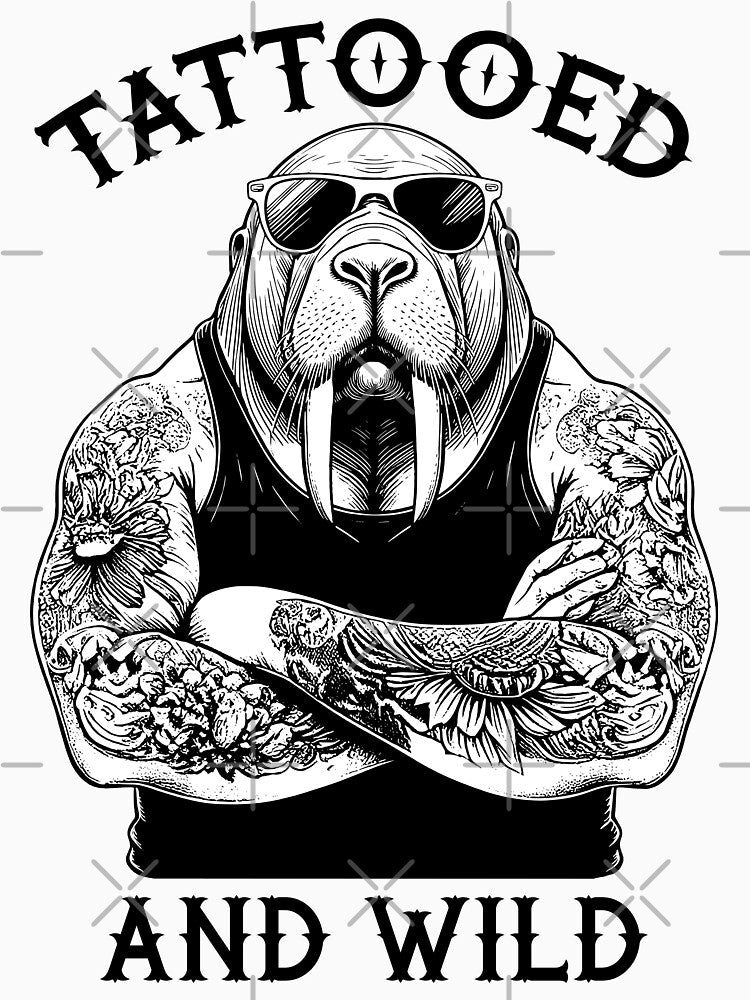 Tattooed And Wild Funny Inked Walrus Animal Tattoo Lover by GrandeDuc