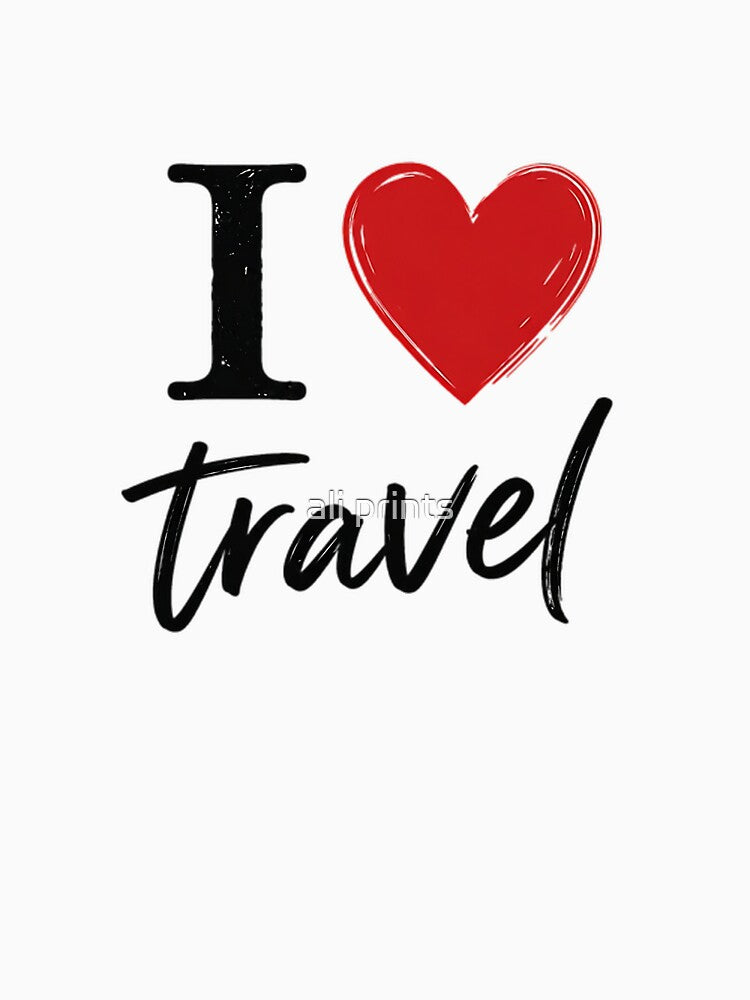 I Love Travel Minimal Heart Design by ali prints