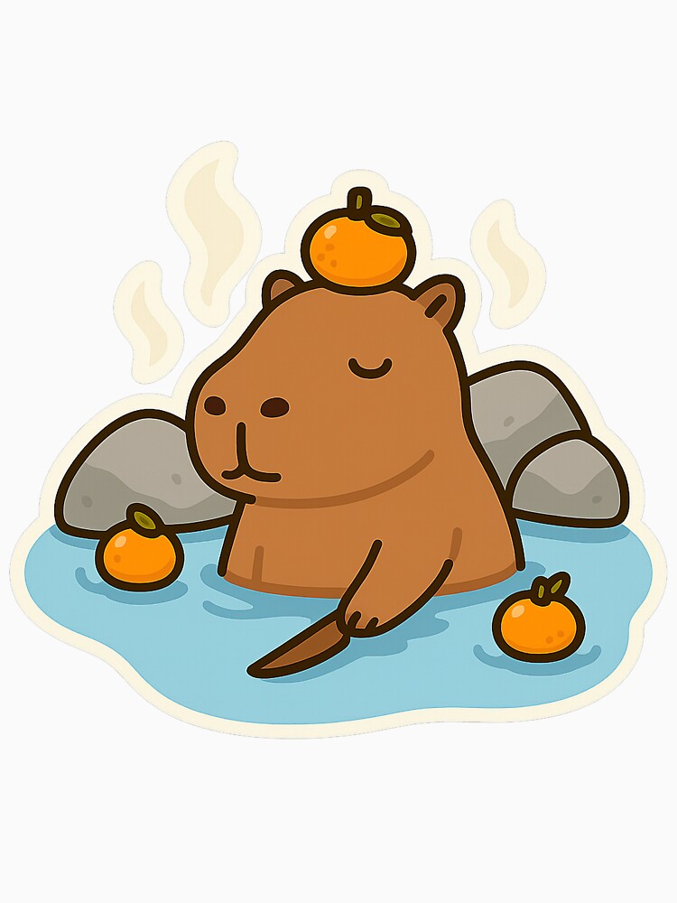 Zen Capybara – Kawaii Hot Spring Animal Sticker by Tripconic