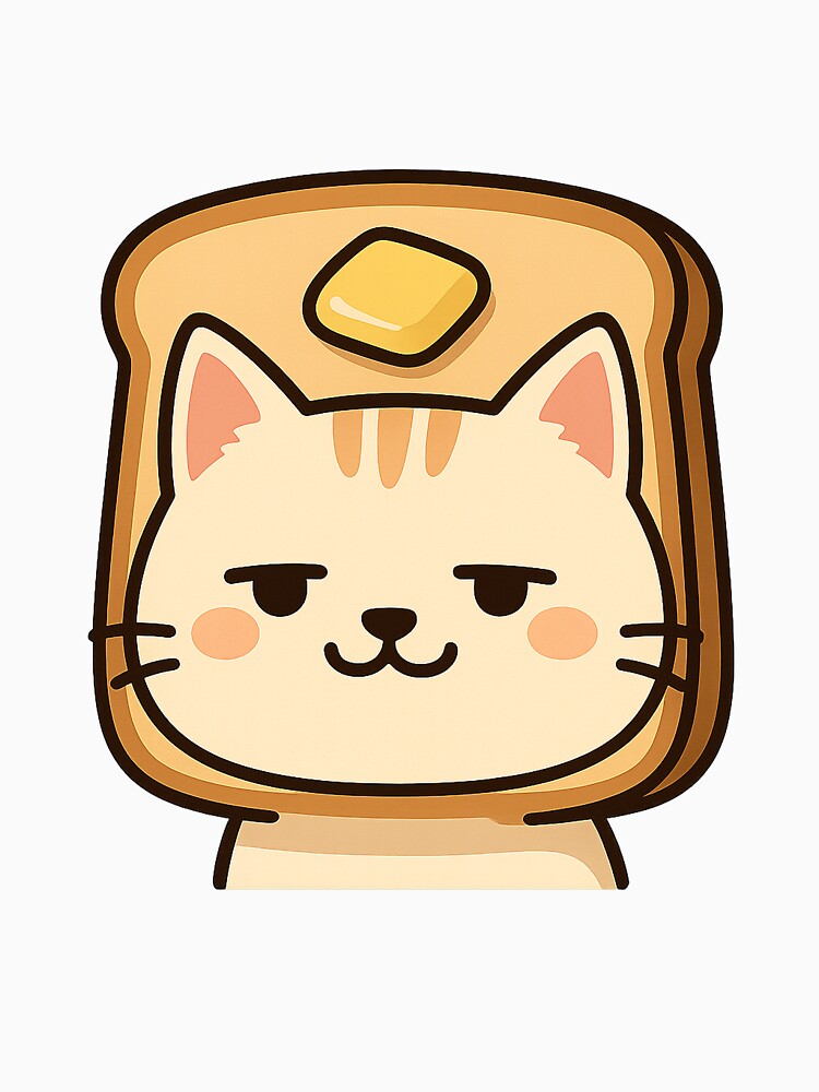 Bread Head Cat – Kawaii Toast Hat Sticker by Tripconic