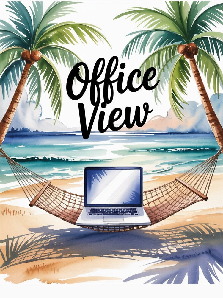 Office View Beach Laptop by ACRShop