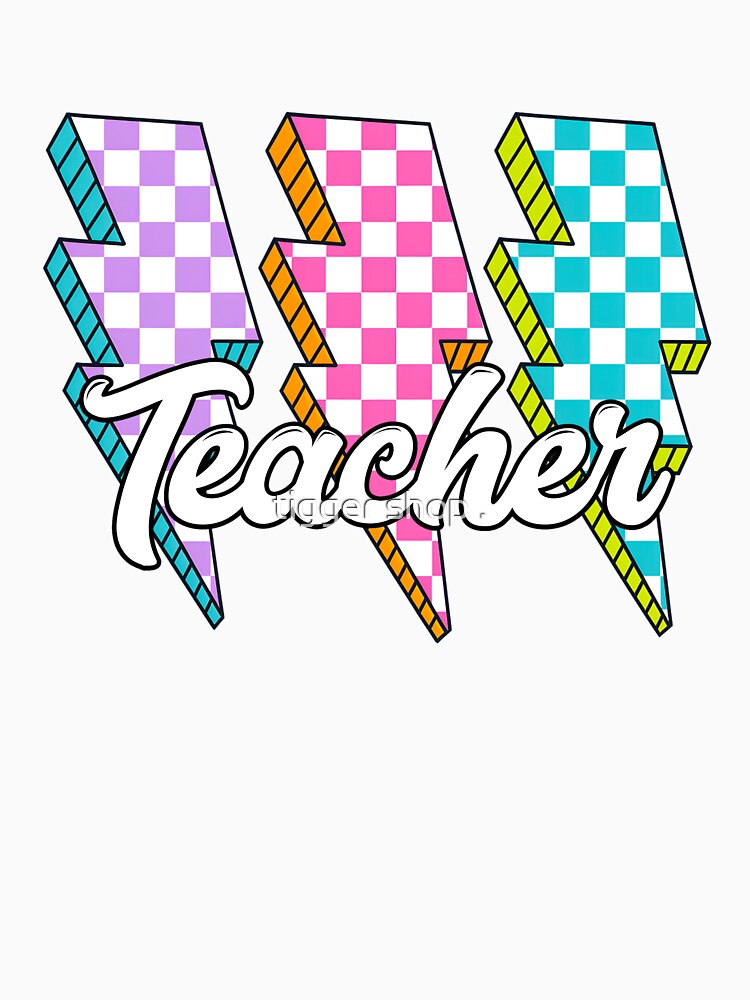 Teacher Lightning Bolt Colorful Back To School Retro Teacher Design by tigger shop