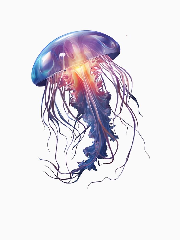 Glowing Jellyfish Swimming in the Deep by stainedglass101