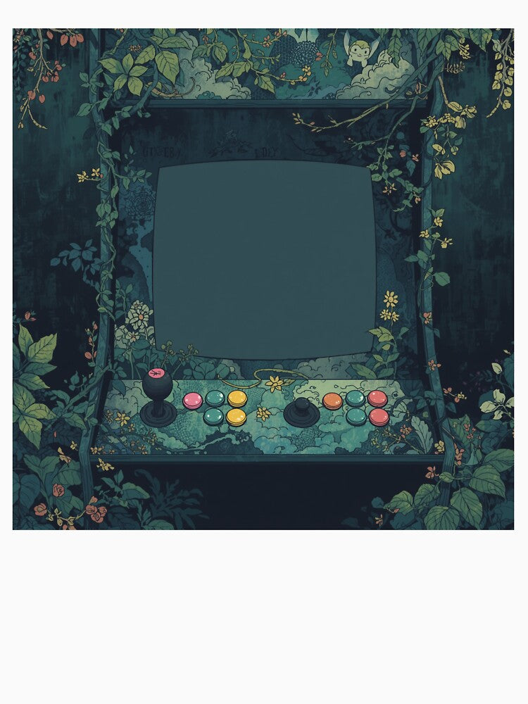 Floral Arcade Dreams - Dark Retro Gaming Art by NerdCrafter