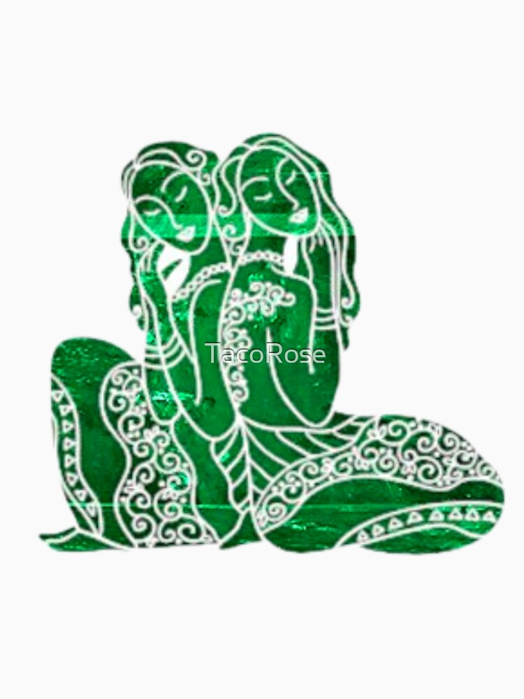 Gemini Zodiac Symbol Silhouette Design With May Birthstone Emerald Background by TacoRose
