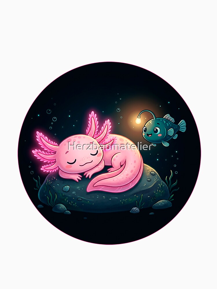 Glowing Axolotl Dreams – Deep Sea Serenity by Herzbaumatelier