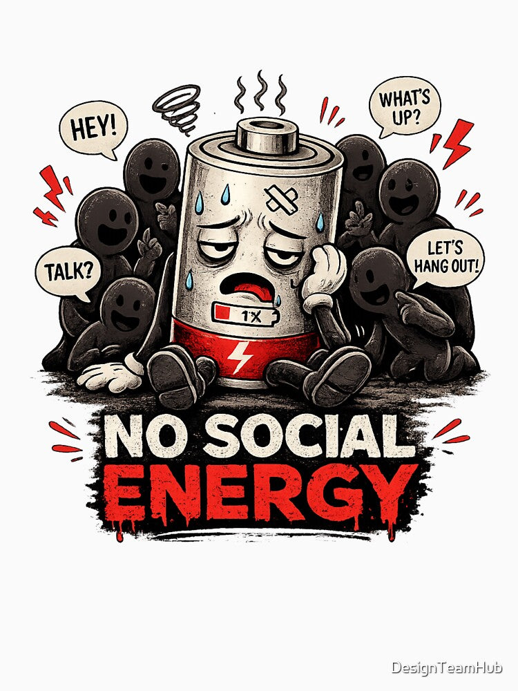 No Social Energy Shirt – Introvert Mood Tee by DesignTeamHub