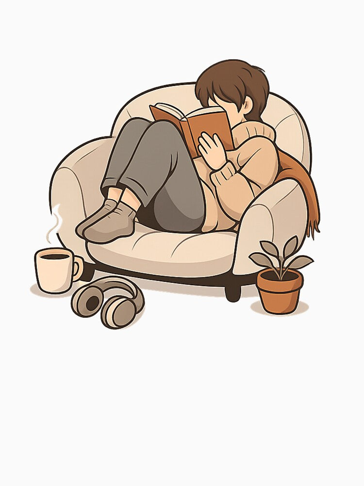 Introvert Club Cozy Aesthetic Design – Book Lover Minimalist Illustration, Calm Relaxing Vibes by ArtWaveStudio8