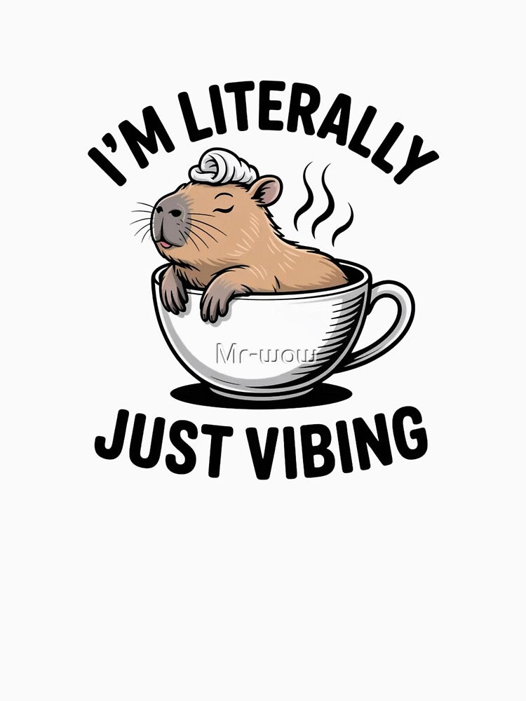 Zen Capybara Chilling In Mint Teacup Funny Art by Mr-wow