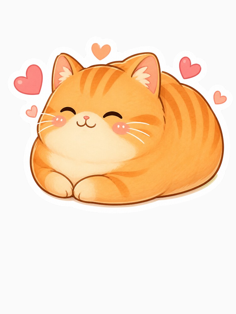 Cute Chubby Orange Cat Loaf Hearts by PriyankaSonara