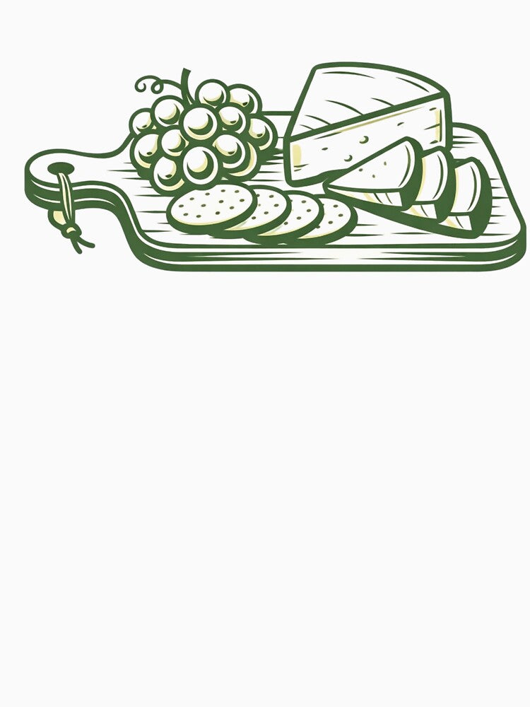 Charcuterie Board Line Art – Minimalist Brie & Grapes Design by Timeless Junction