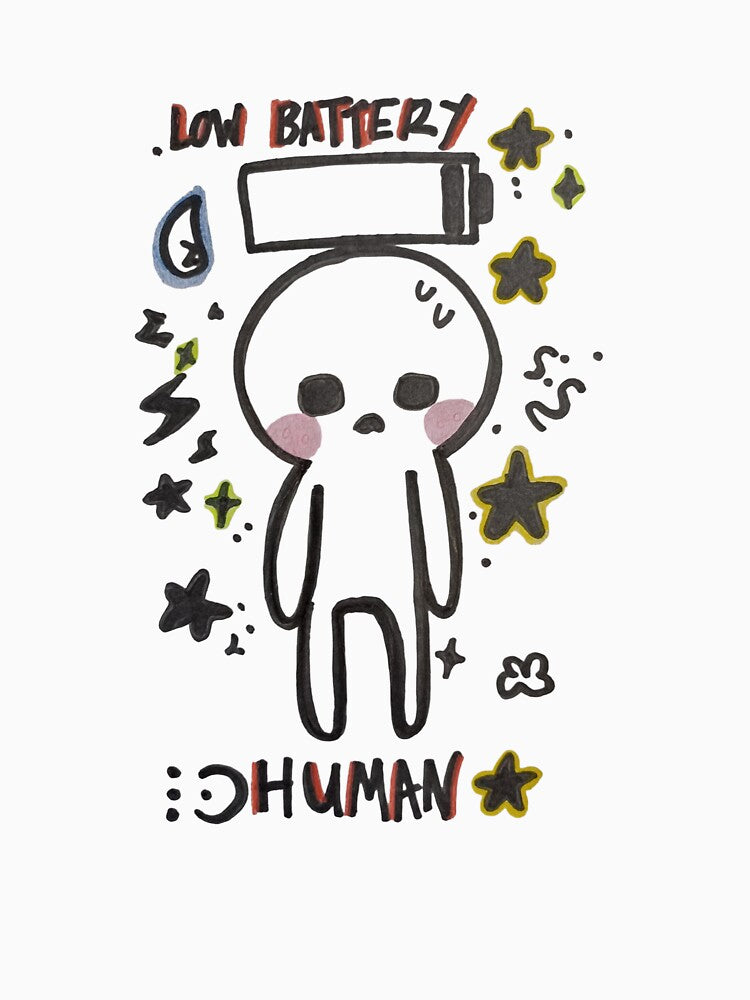 Low Battery Human – Funny Social Battery Minimalist Design by Low Battery Society