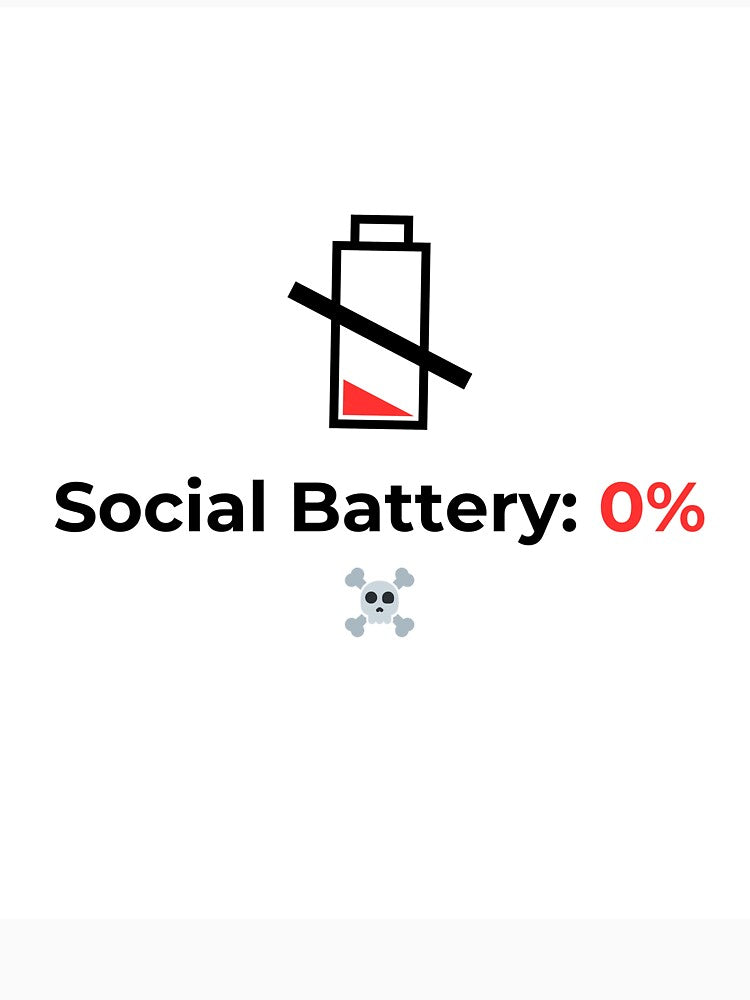 Funny Social Battery 0% Cat Meme - Introvert Low Energy Design by khaoulaassila