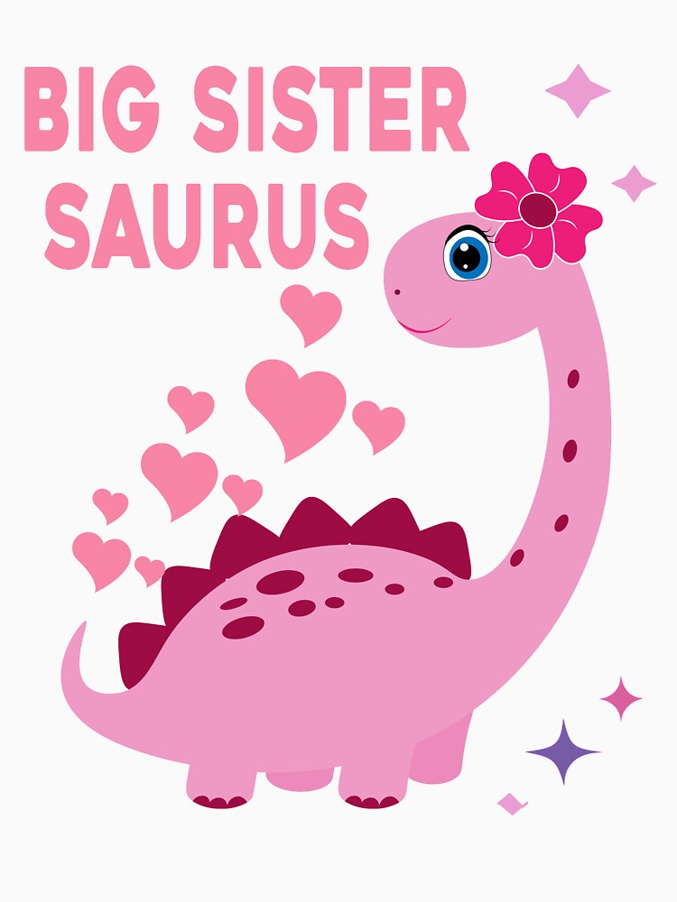 Dinosaur Big Sister Saurus Announcement Tee Funny Girls by ZANNIX