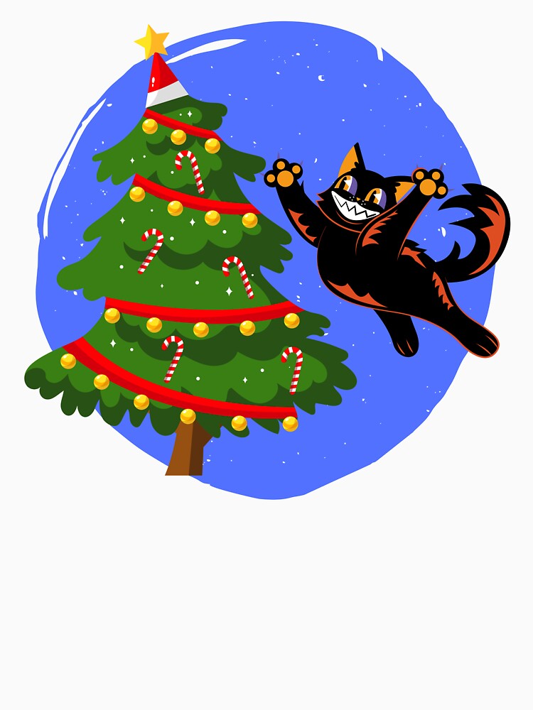 Cute Cat and Christmas Tree by natalillu