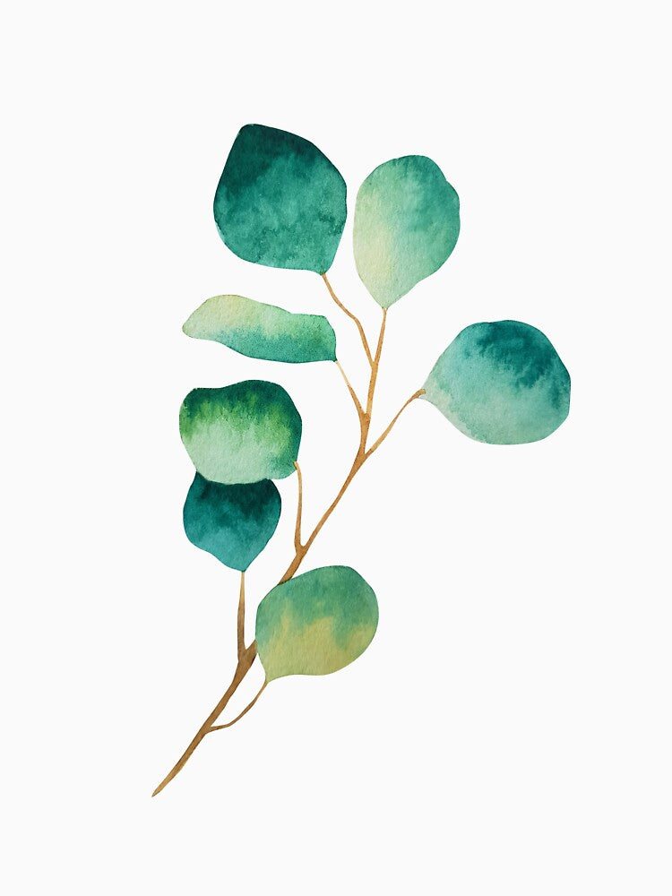Print of eucalyptus branches watercolor green leaves by Createssy