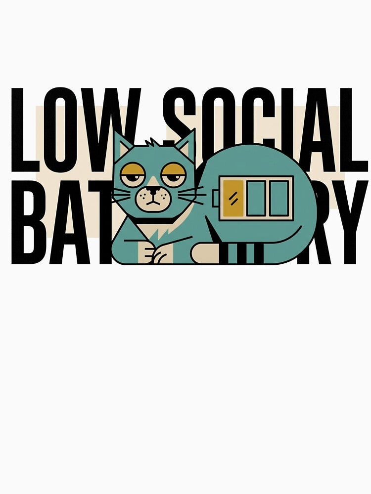 Low Social Battery Introvert Cat Illustration by Quiet Mode Studio
