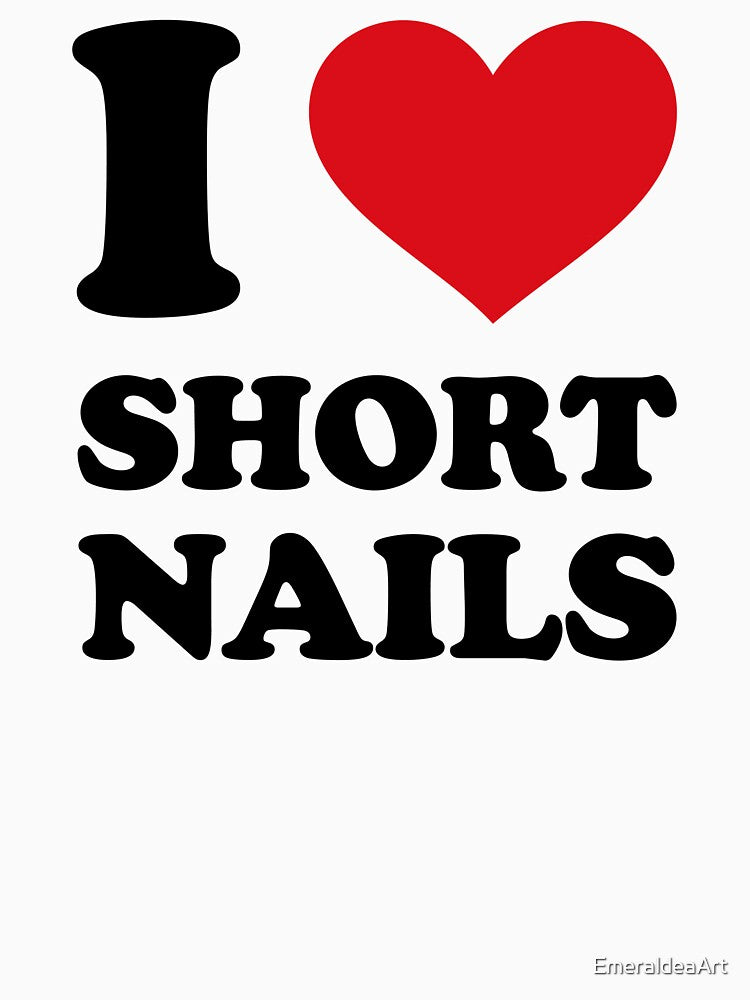 I ❤️ Short Nails – Minimal Red Heart Design by EmeraldeaArt