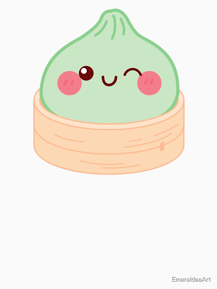 Kawaii Light green Squishy Dumpling in bamboo steamer basket by EmeraldeaArt