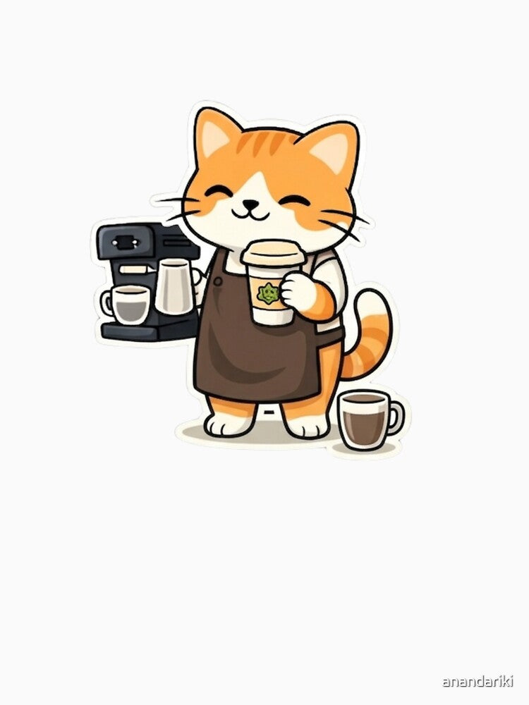 Cute Barista Cat - "Meow-chiato" Coffee Maker by anandariki