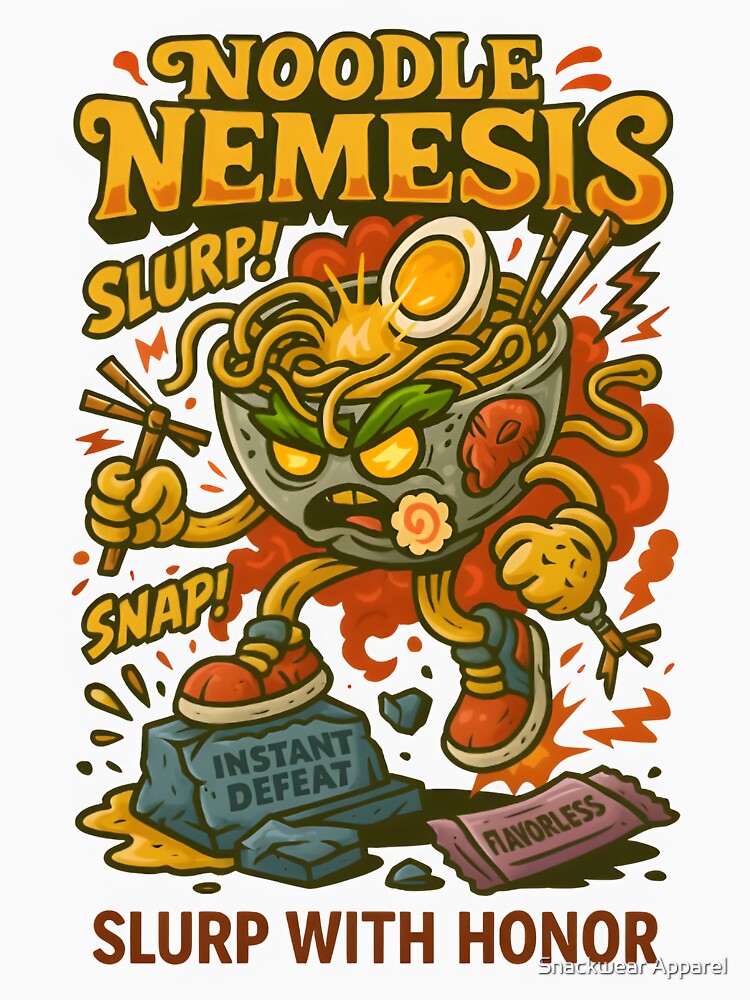 Noodle Nemesis – Streetwear Ramen Warrior Art by Snackwear Apparel