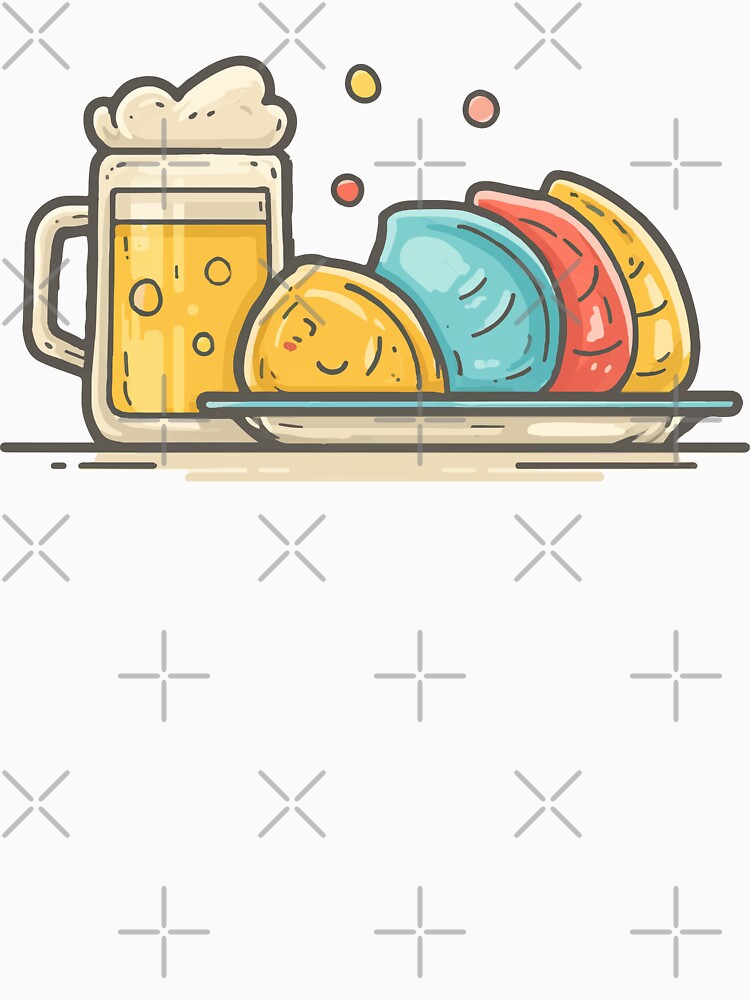 Funny Dumplings and Beer Illustration – Cute Foodie Vector Design by Moss and Moon Studio