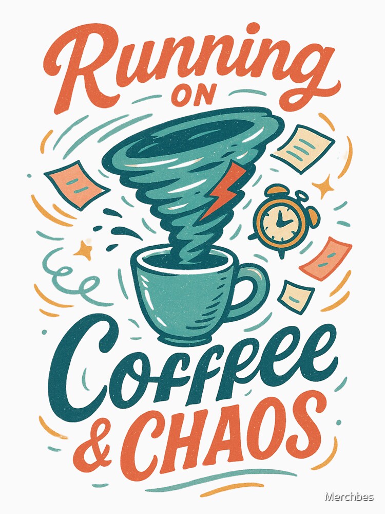 Running on Coffee & Chaos – Caffeinated Whirlwind Art by Merchbes