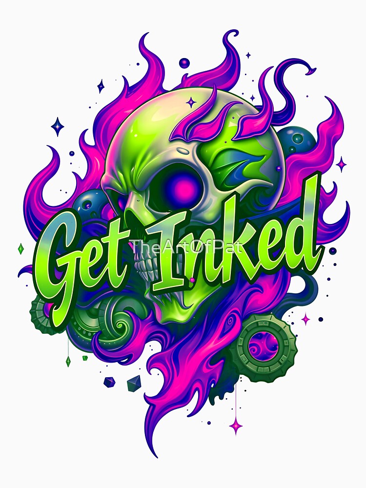Get Inked Cool Fire Skull Tattoo Design by TheArtOfPat