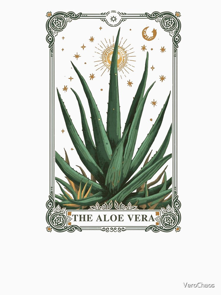 Vintage Aloe Vera Tarot Card Art - The Aloe Vera Botanical by VeroChaos