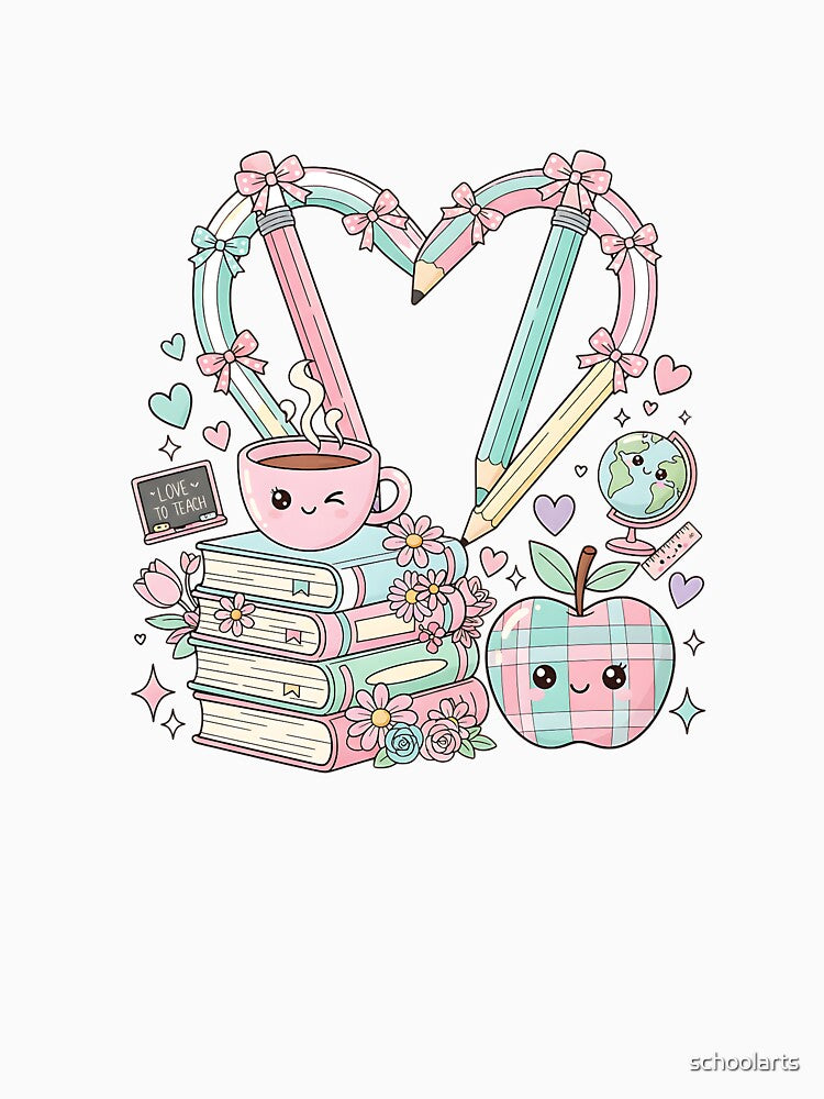 Cute Teacher Aesthetic – Bows, Books & Classroom Icons by schoolarts