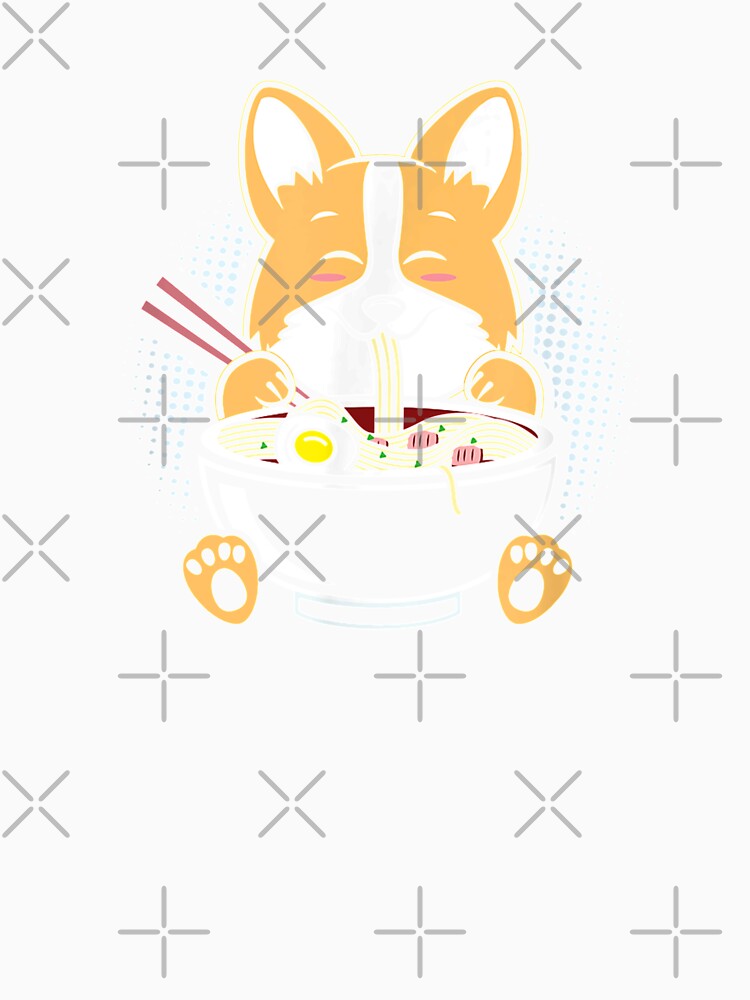Corgi Eating Bowl of Ramen Pho Noodles Soup Kawaii Corgi-Dog by ChristoLewis