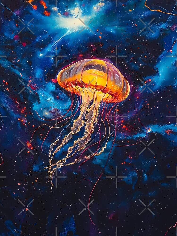 Dreamy Cosmic Jellyfish Floating in a Neon Galaxy by Tech Tones