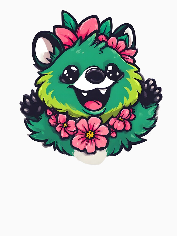 Cute Kawaii Quokka with Flower Lei Smiling T-Shirt – Happy Smiles Are Contagious Design by Eytha