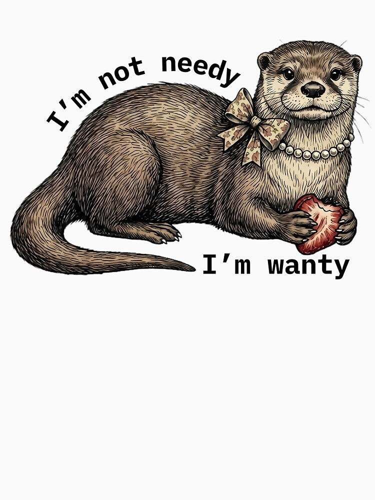 Cute Otter Holding Strawberry Whimsical Animal Art by MTJ-Mushrooms