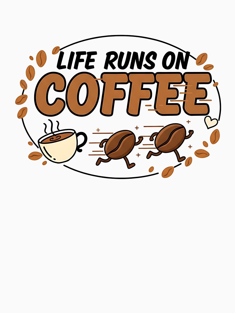 Life Runs on Coffee Shirt – Funny Coffee Lover & Barista Tee by Muzgle