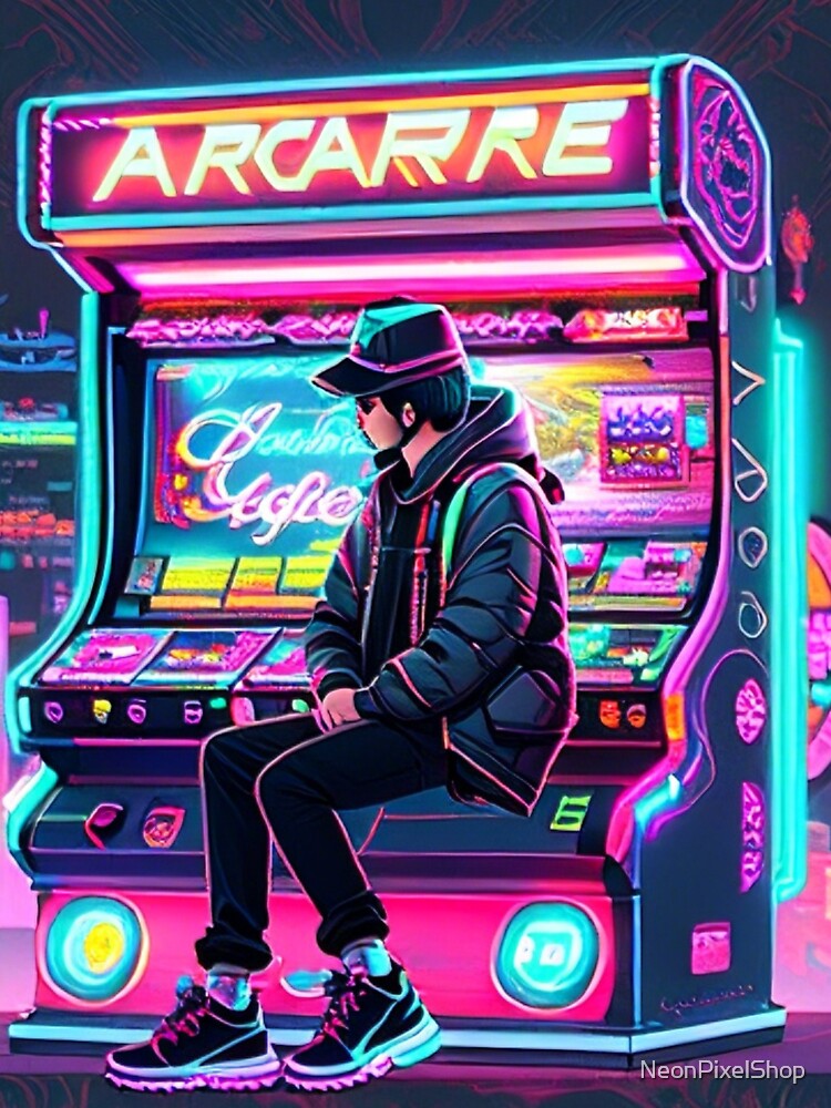 Neon Arcade Gamer – Retro Cyberpunk Gaming Wall Art & Gamer Room Decor by NeonPixelShop
