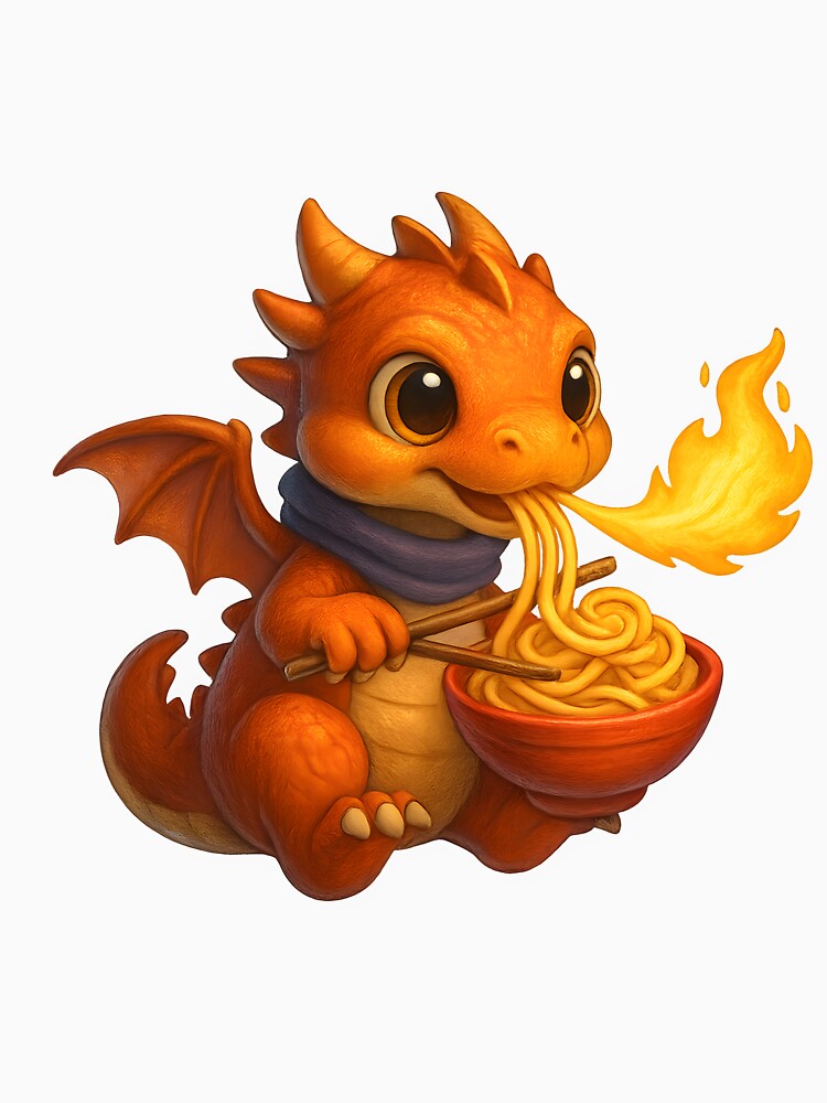Baby Dragon Eating Spicy Noodles by WolfPixelRo