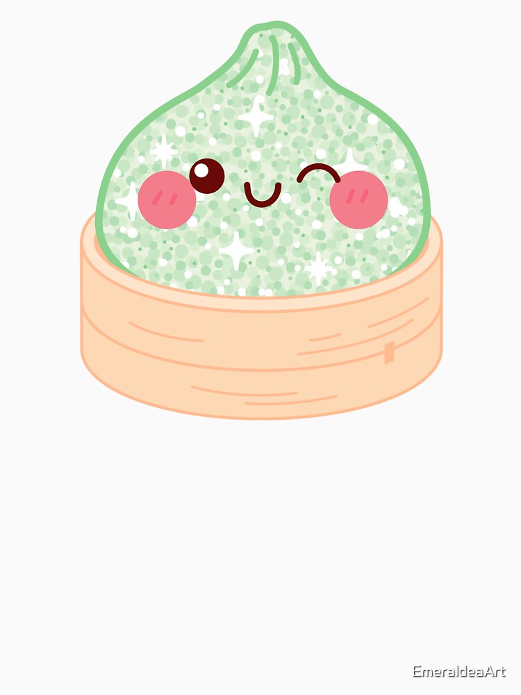 Kawaii Light green Glitter Squishy Dumpling in bamboo steamer basket by EmeraldeaArt