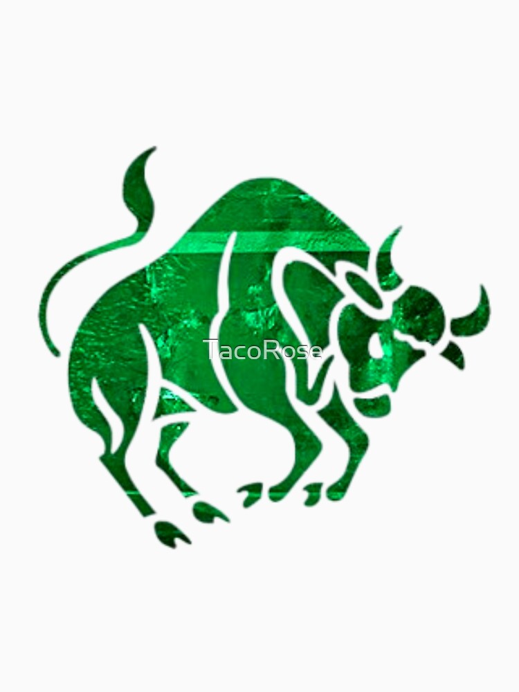 Taurus Zodiac Symbol Silhouette Design With May Birthstone Emerald Background by TacoRose