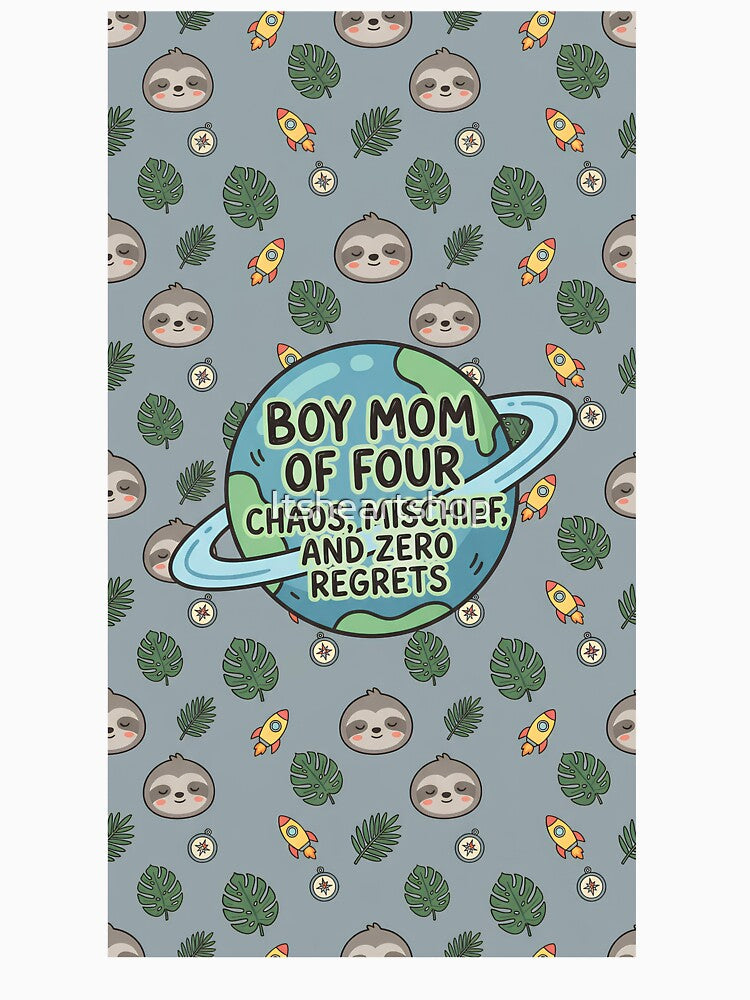 Boy Mom of 4 Cute Sloth Space Planet Pattern by Itsheartshop