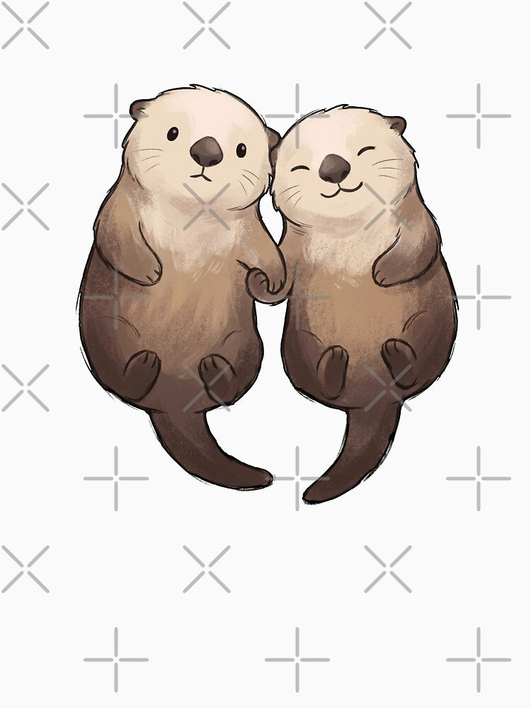 Cute Otters Holding Hands - Significant Otters by shellle in the ocean