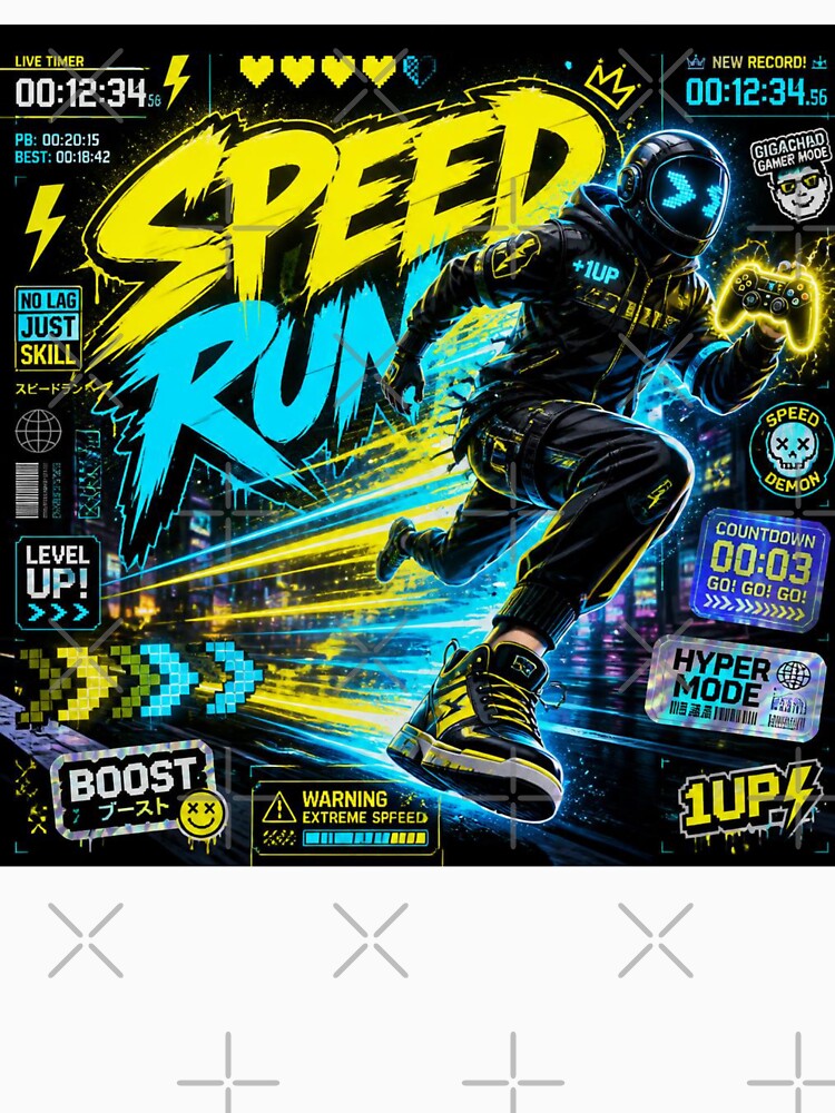 Speed Run Gamer Design | Neon Gaming Sticker for PC Gamers, Streamers & Esports Fans by Stylestickers55