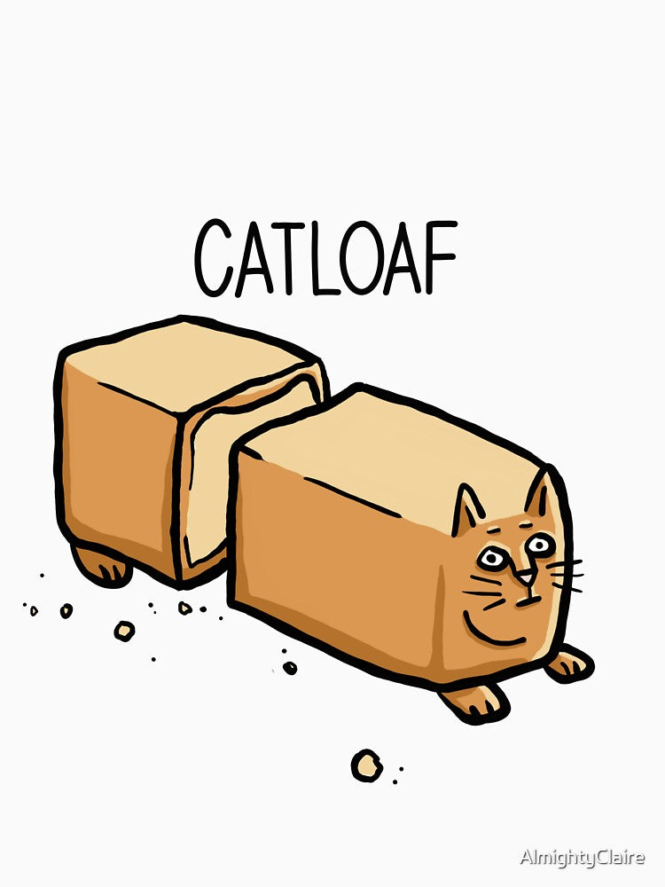 Sliced Catloaf, Cat Bread Loaf Funny Cat Lover Digital Illustration by AlmightyClaire