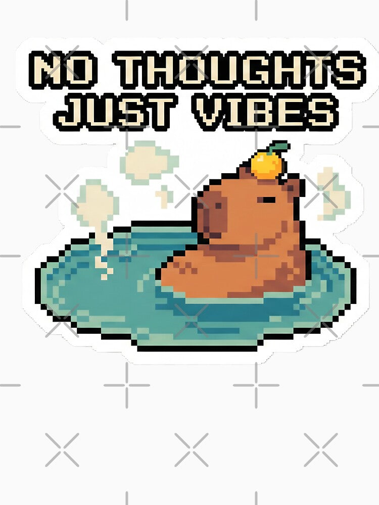 No Thoughts Just Vibes Pixel Capybara | Lo-Fi Retro Chill Aesthetic by StickyGuys