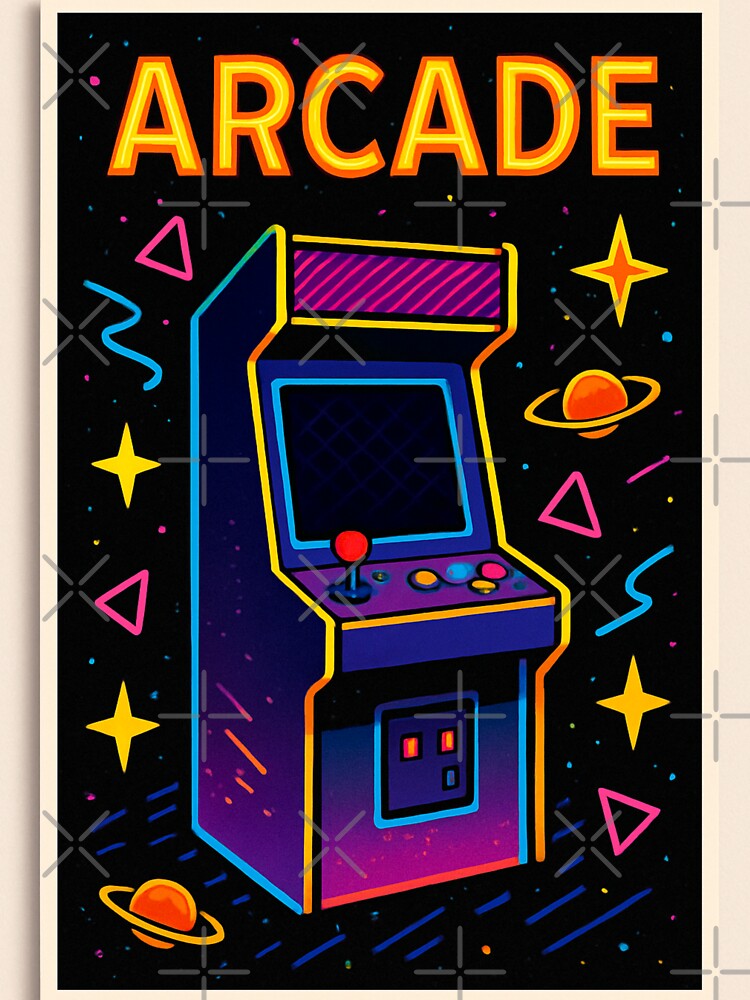 Cosmic Arcade Vibes – Neon Retro Gaming Machine Poster Design by ViNiPu