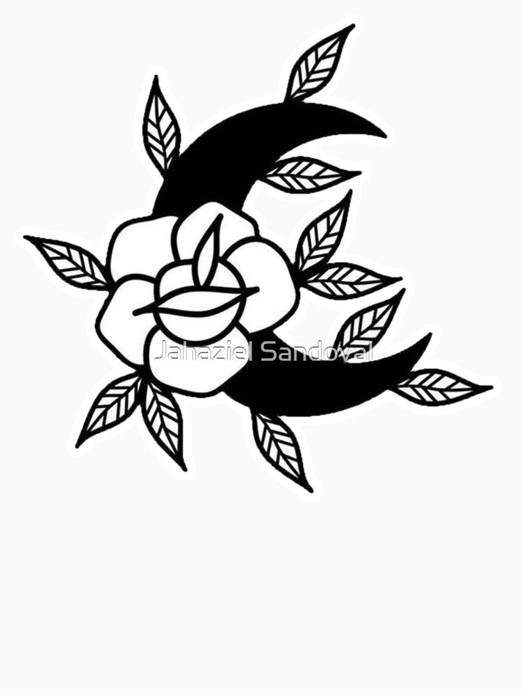 Moon and Rose Tattoo Design by Jahaziel Sandoval