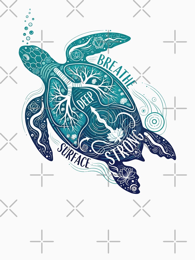 Breathe Deep Surface Strong Yoga Lungs Turtle by zoughlal