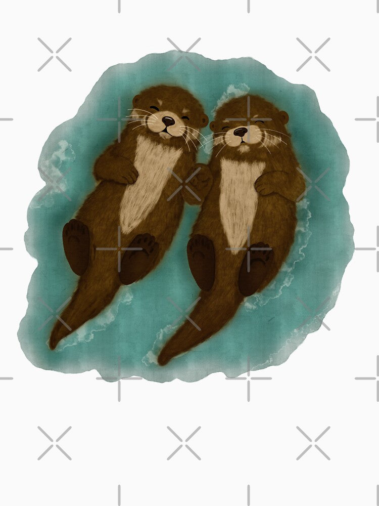 Cute Otters Holding Hands by ellealsopaints