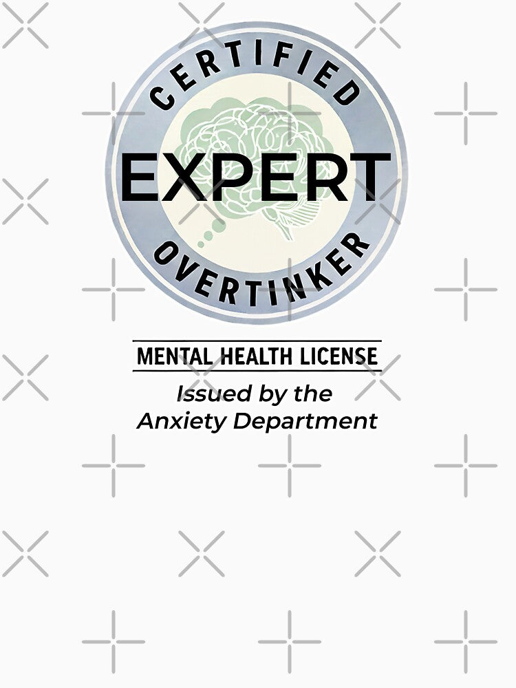 Certified Overthinker Sticker – Funny Mental Health Humor Decal for Laptop & Water Bottle by glitchman2