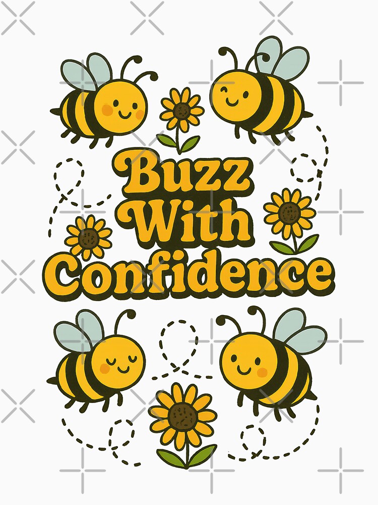 Buzz With Confidence Cute Bee Positivity Motivational Design by inkoutninja